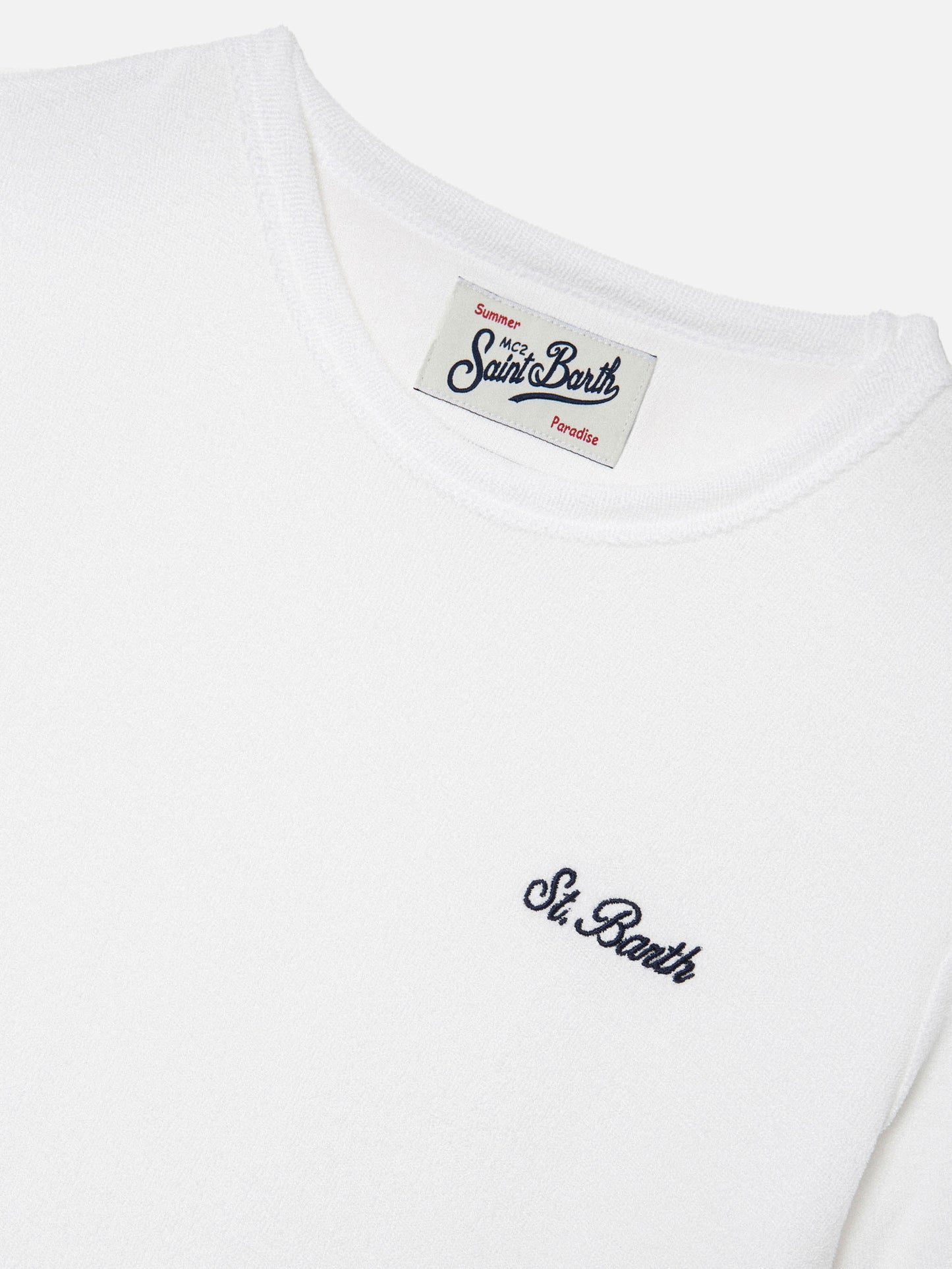 White Gary Jr t-shirt in terry-effect fabric with embroidered logo