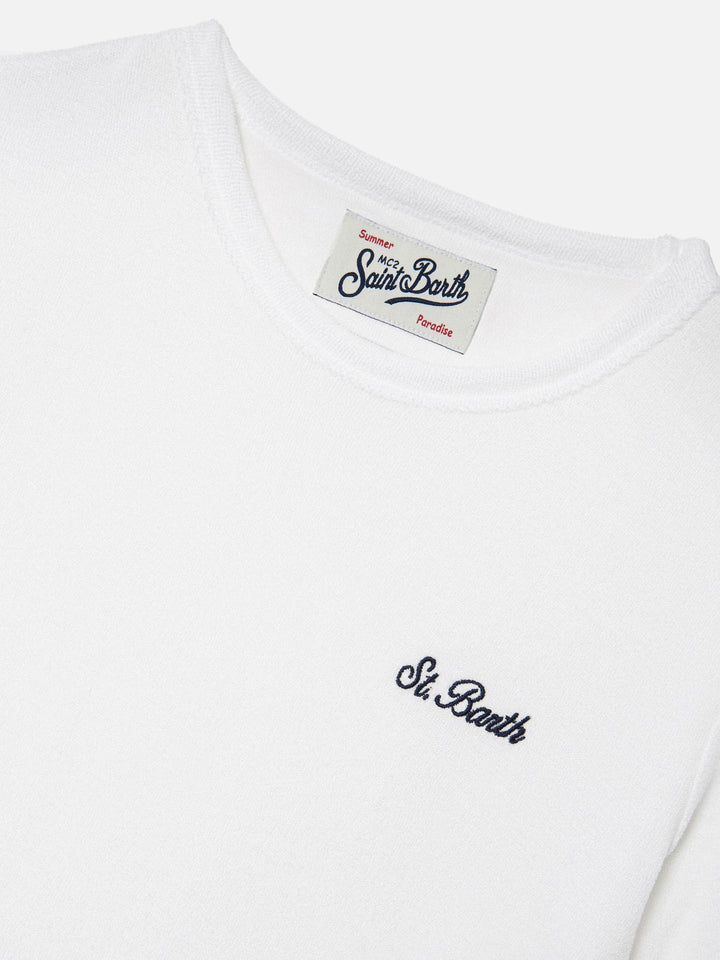 White Gary Jr t-shirt in terry-effect fabric with embroidered logo