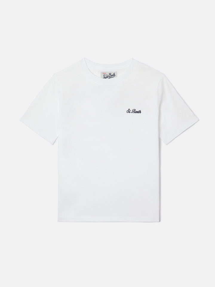 White Gary Jr t-shirt in terry-effect fabric with embroidered logo