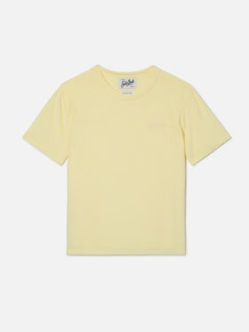 T-shirt Gary Jr in tessuto effetto spugna giallo con logo ricamato
