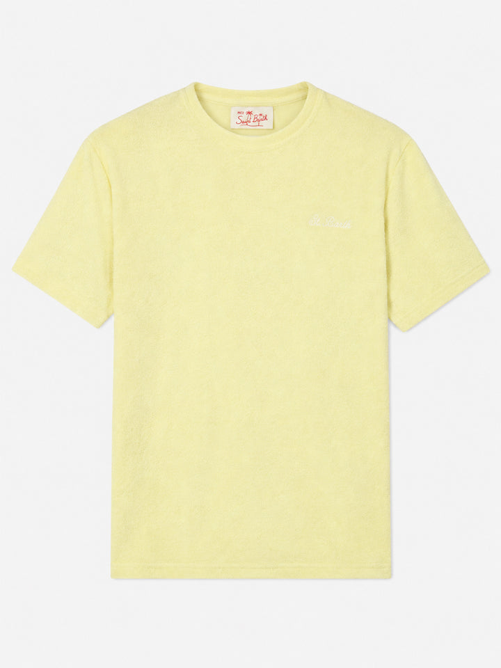T-shirt Gary gialla in spugna con ricamo logo