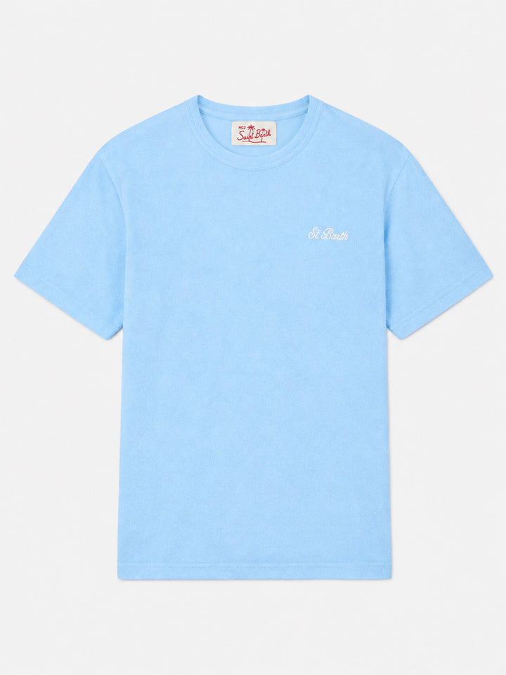 Hellblaues Frottee-T-Shirt Gary mit St. Barth-Stickerei 
