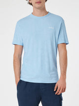 T-shirt da uomo azzurra in spugna Gary con ricamo St. Barth