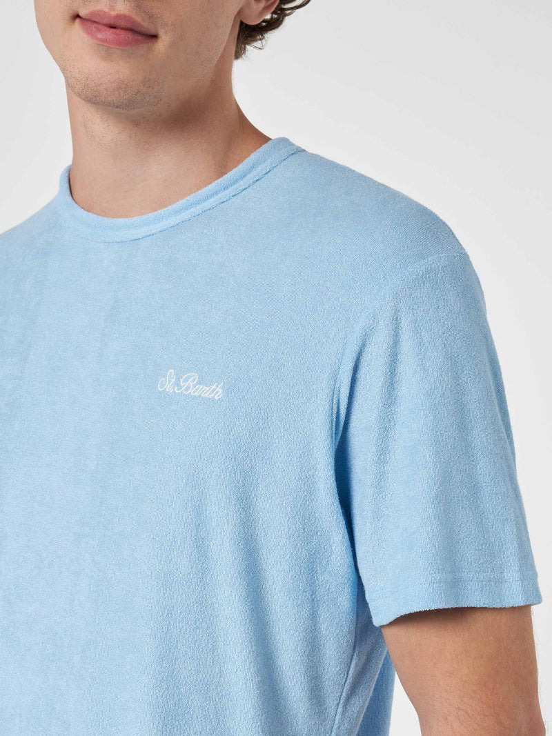 Man light blue terry t-shirt Gary with St. Barth embroidery