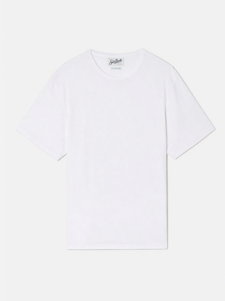 White Gary cotton terry-effect t-shirt with logo embroidery