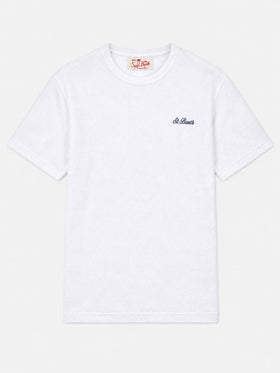 White Gary terry T-shirt with logo embroidery