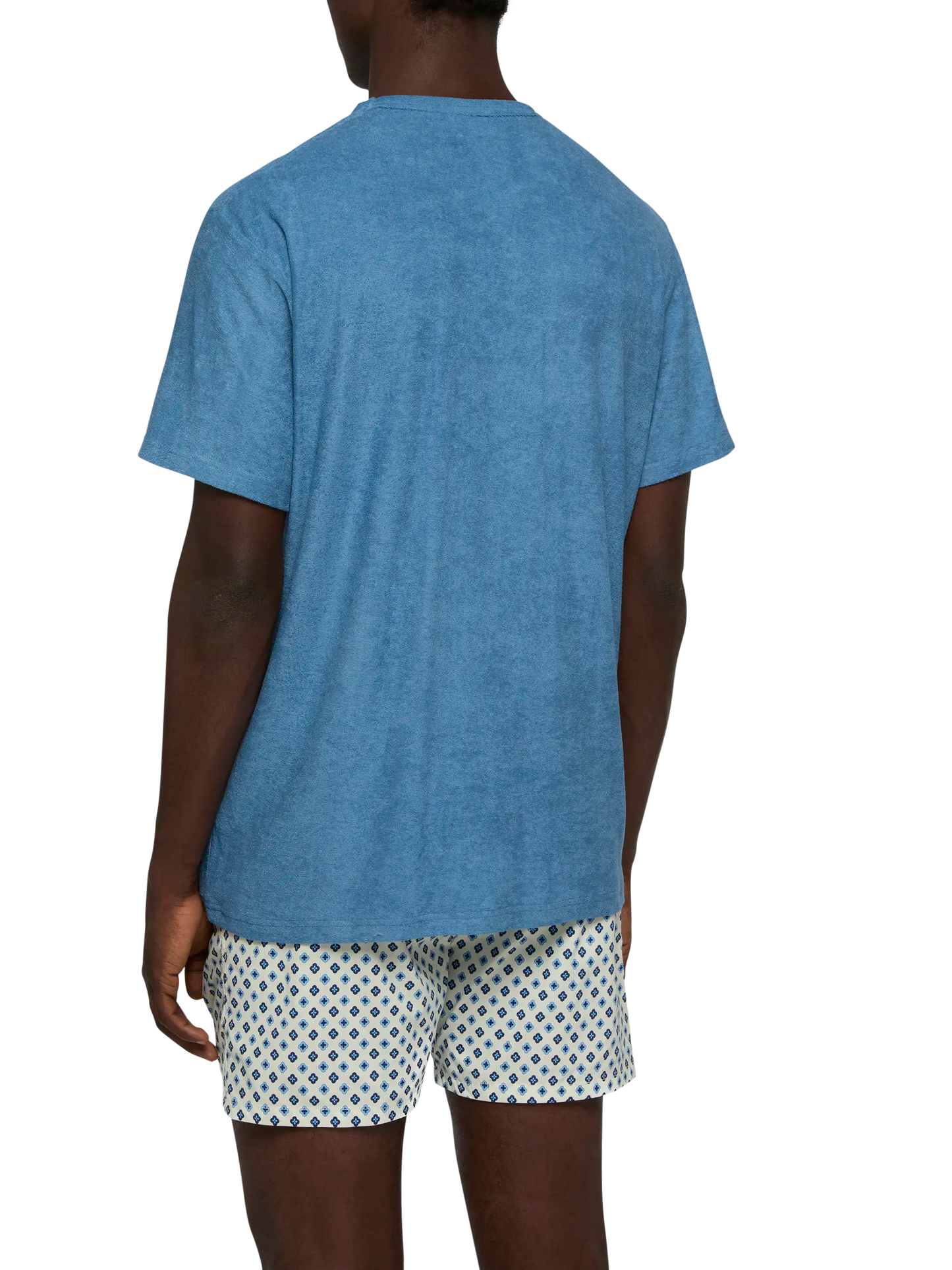 Staubblaues Frottee-T-Shirt Gary mit St. Barth-Stickerei