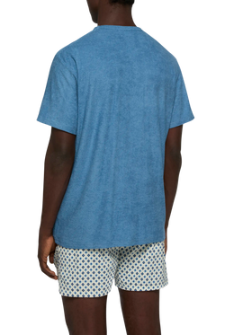 Staubblaues Frottee-T-Shirt Gary mit St. Barth-Stickerei