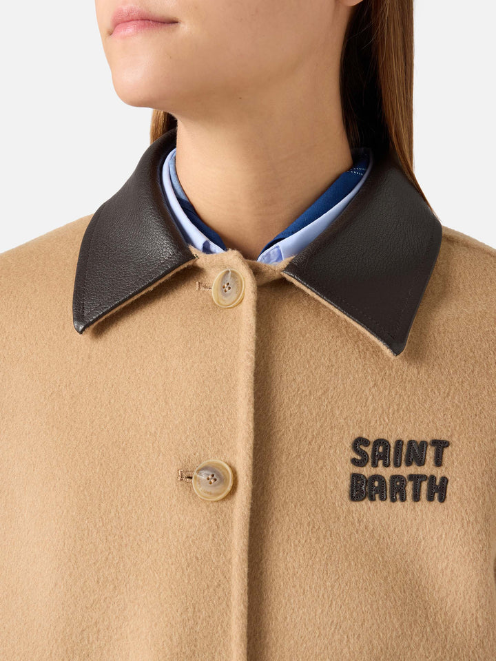 Veste en mélange de laine Beige Glacienne avec écusson logo 