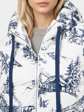 Piumino Geneve con cappuccio stampa toile de jouy
