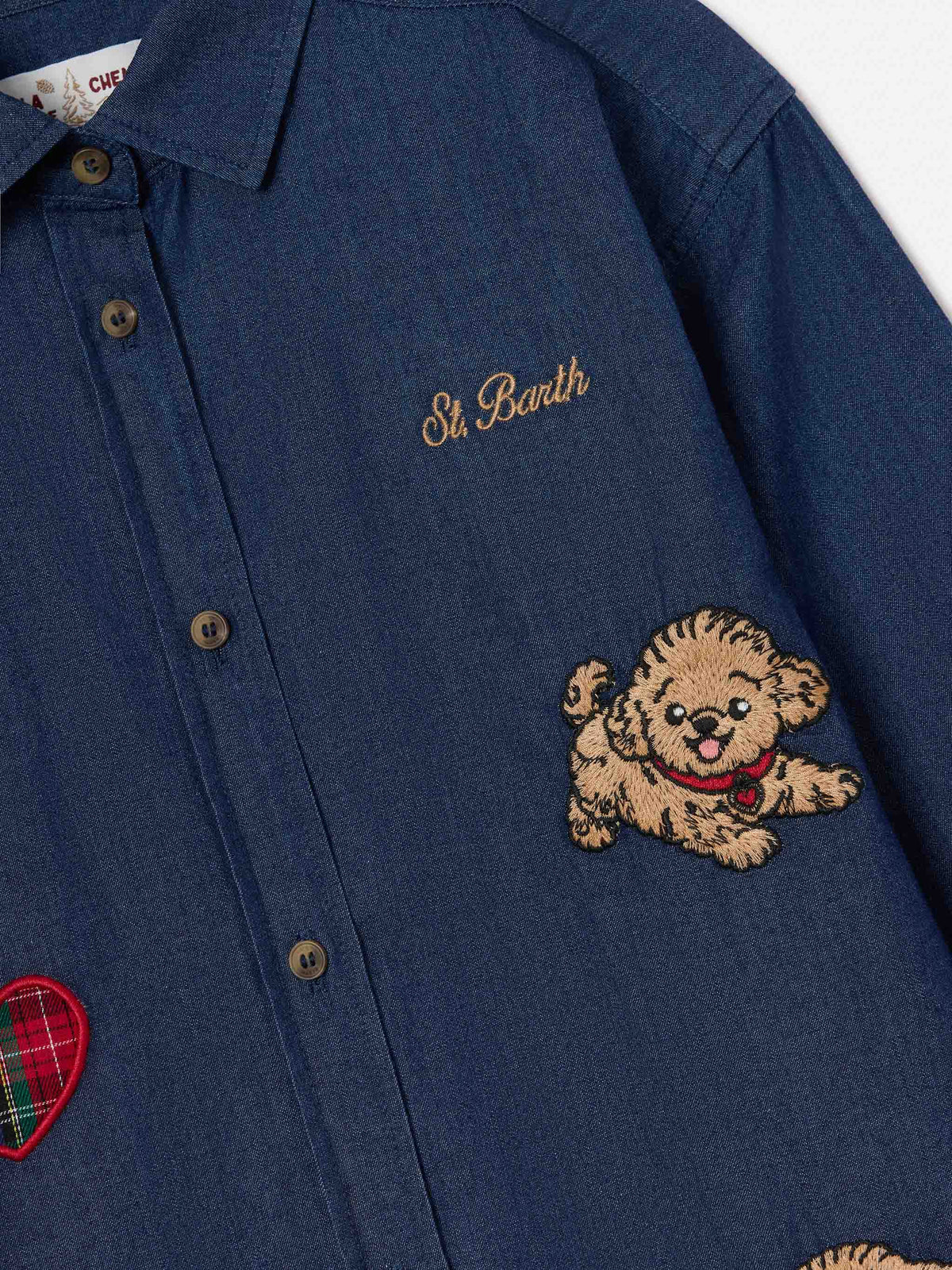Leichtes blue Gigy Hemd aus Baumwoll-Denim mit Pudelstickerei 