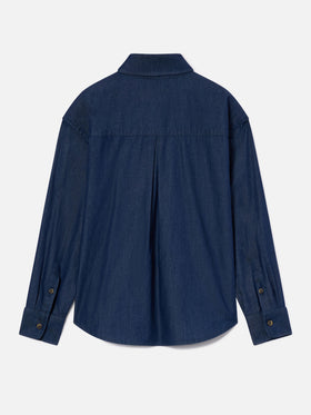 Leichtes blue Gigy Hemd aus Baumwoll-Denim mit Pudelstickerei 