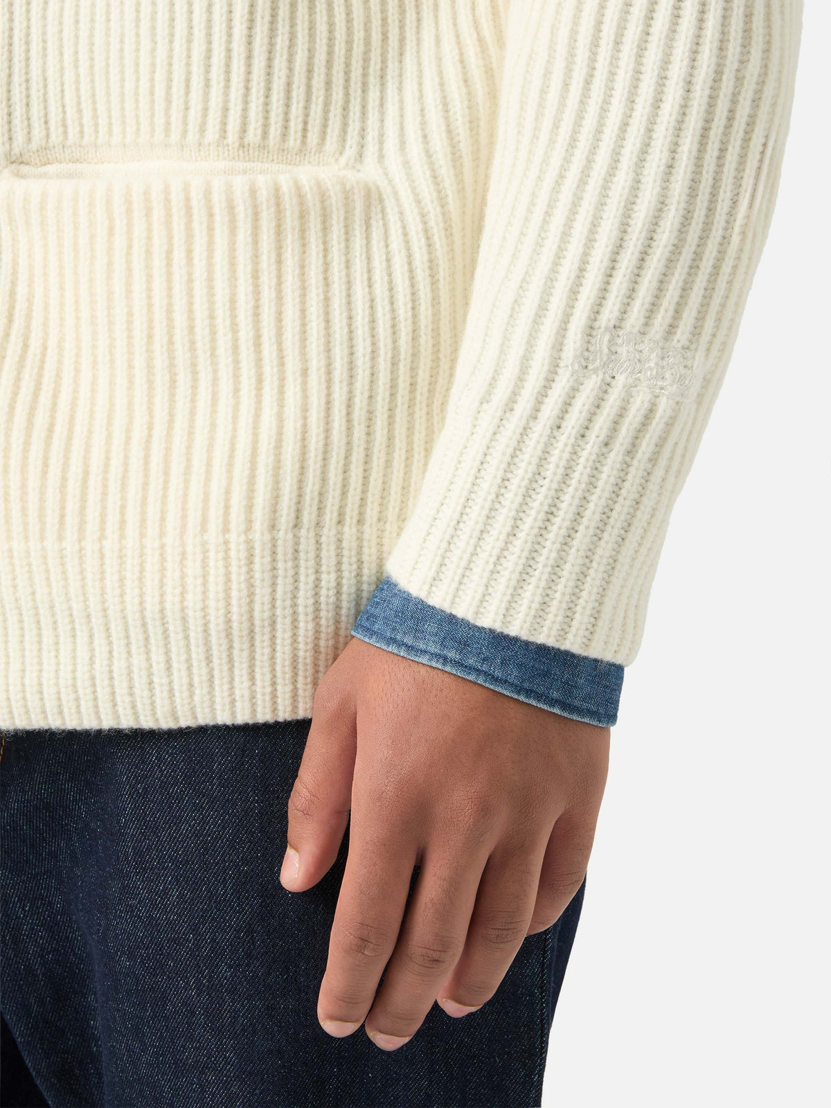Off white Glasgow wool cardigan with shawl collar