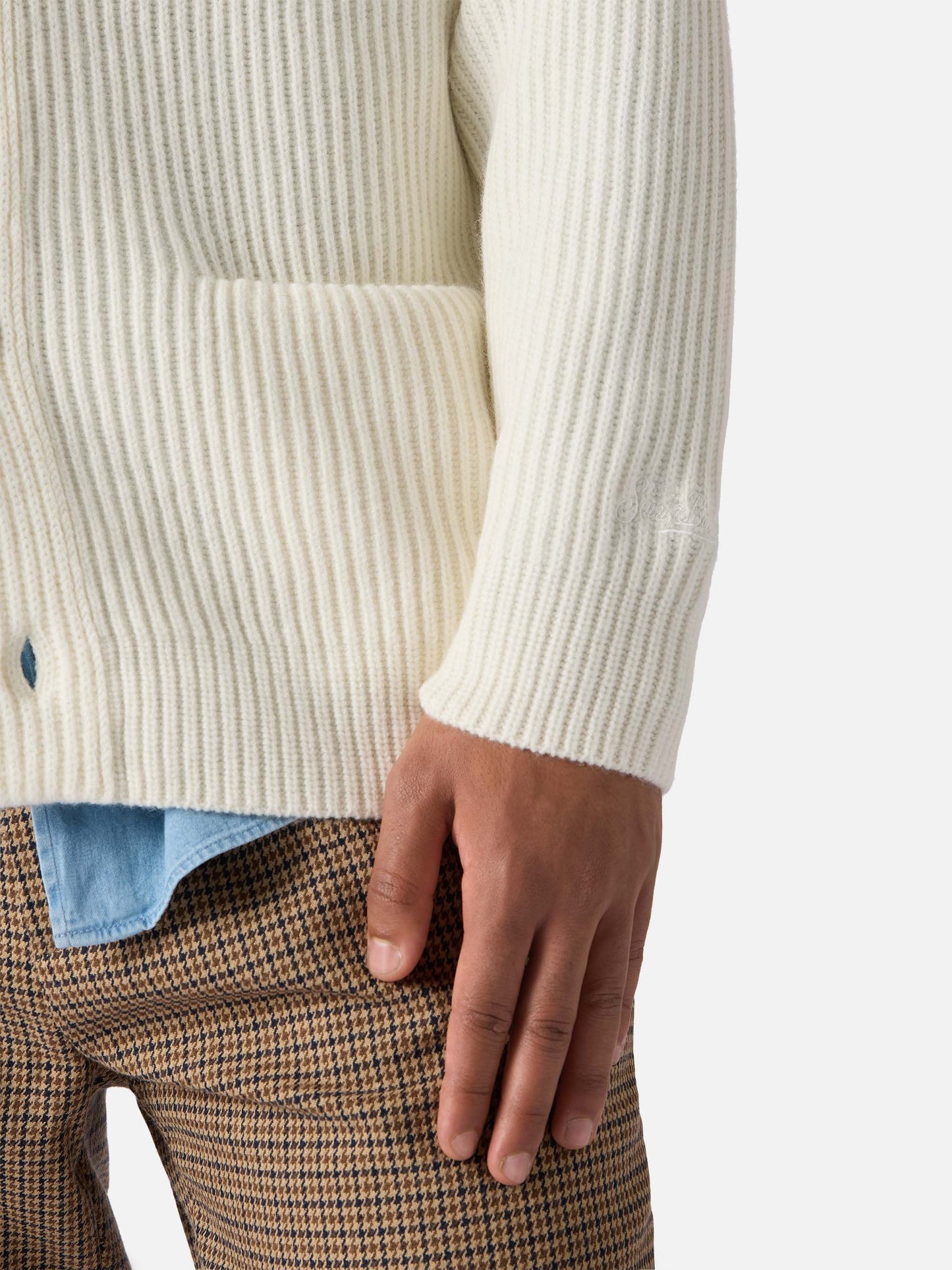 Cardigan Glasgow in lana bianco