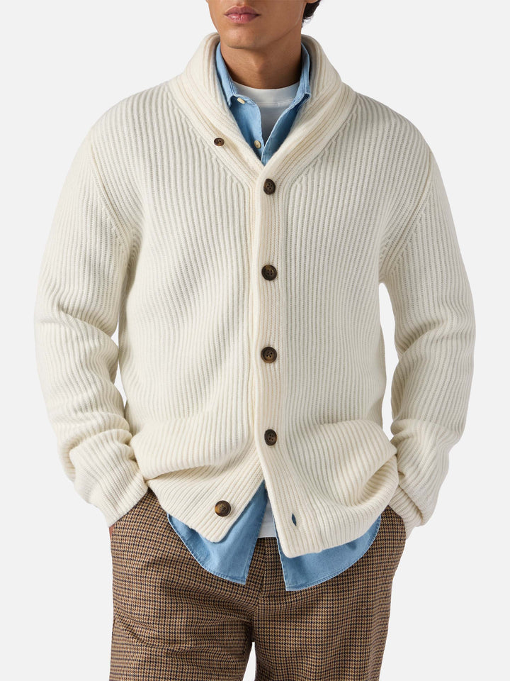 Cardigan Glasgow in lana bianco