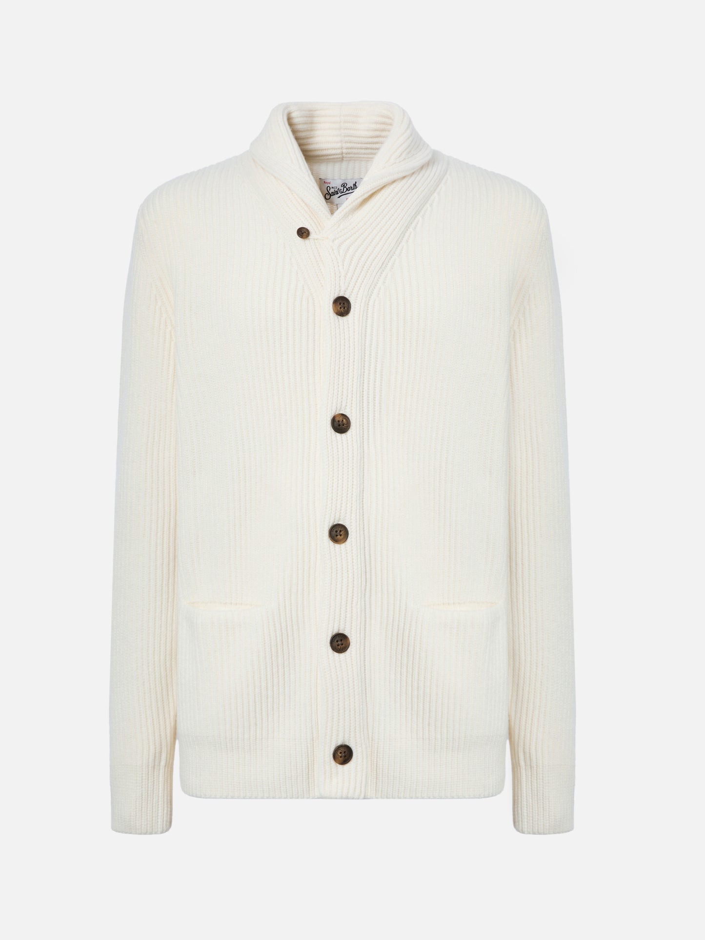 Cardigan Glasgow in lana bianco
