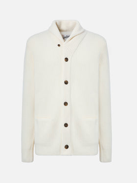Cardigan Glasgow in lana bianco