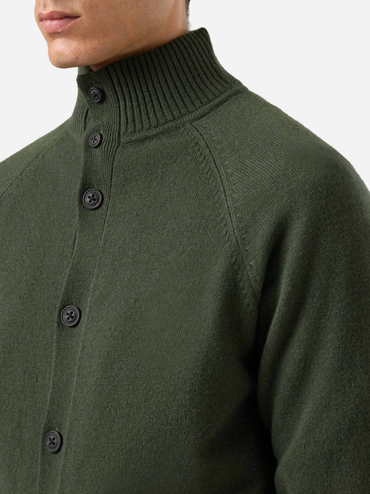 Military green wool cardigan Glasgow