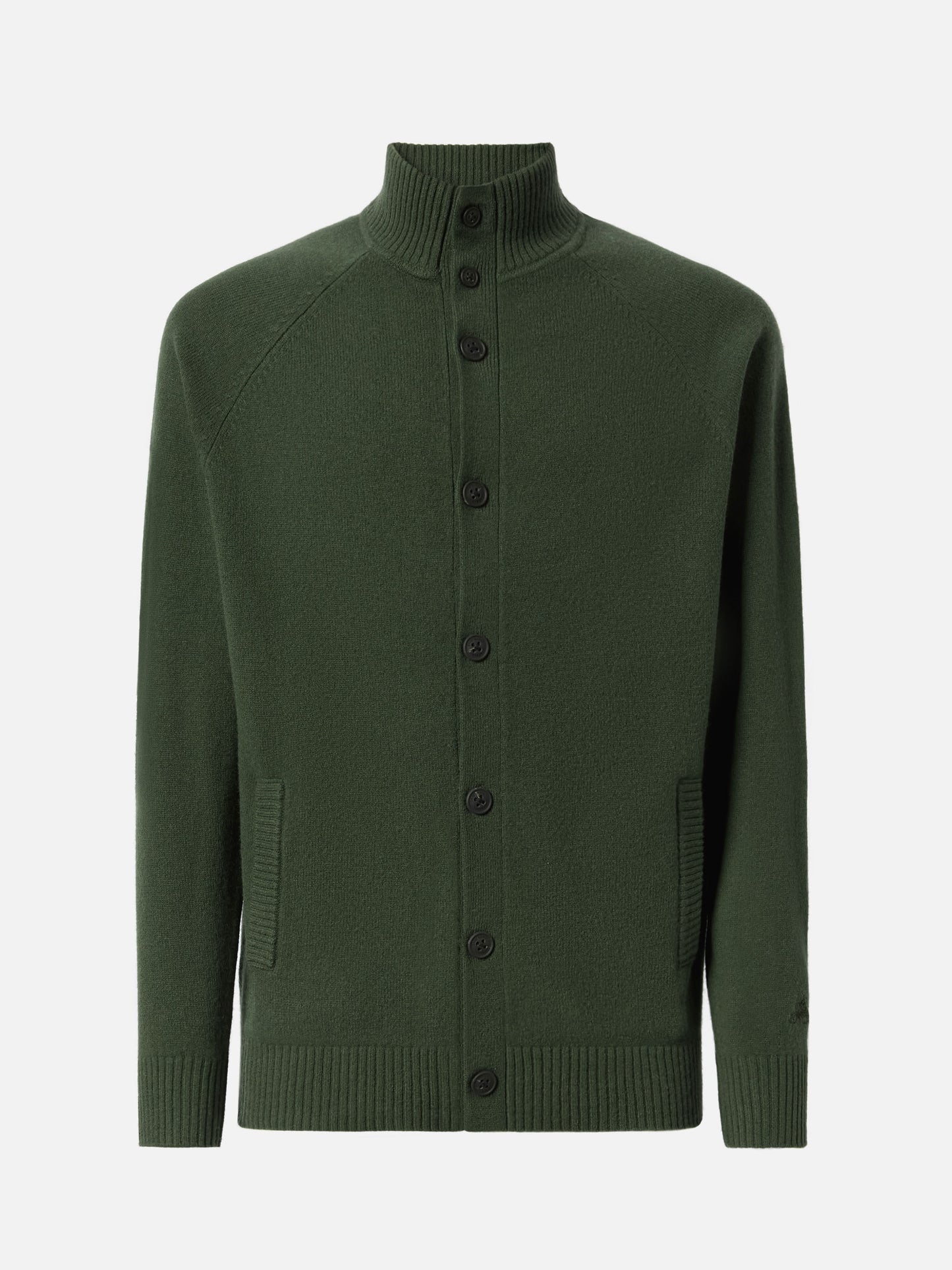 Military green wool cardigan Glasgow