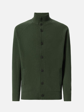 Military green wool cardigan Glasgow