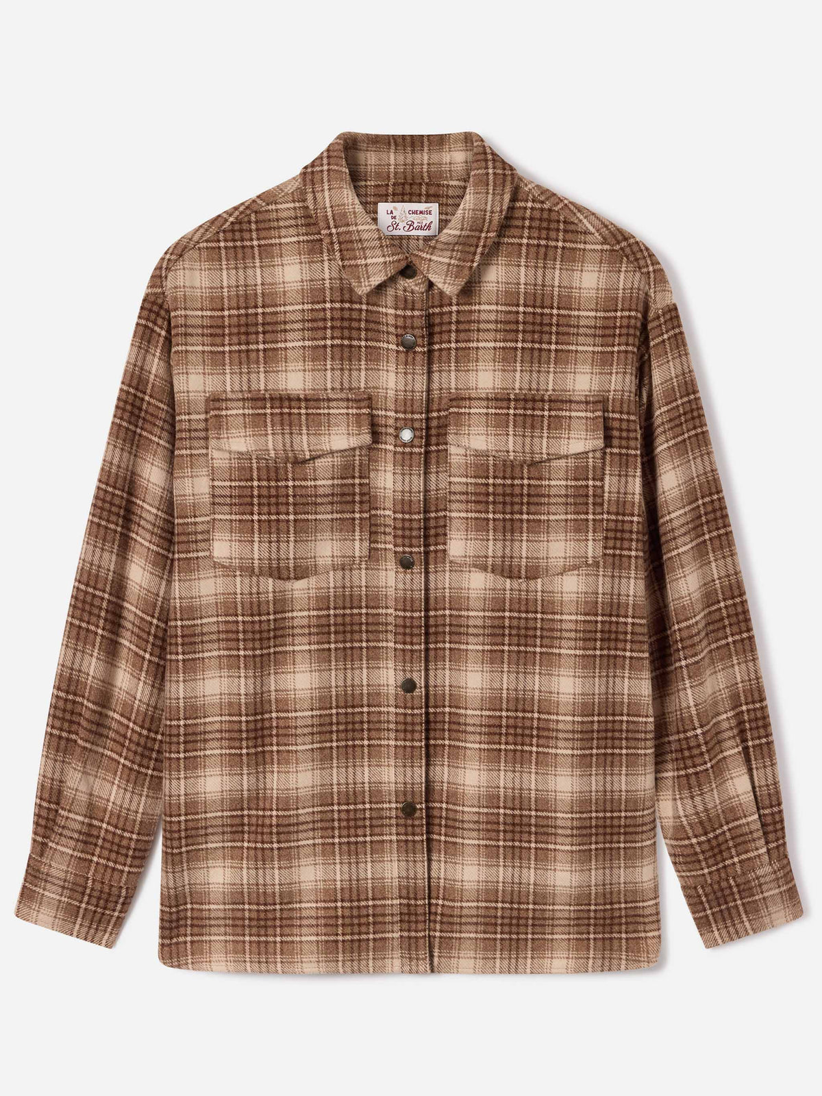 Cambry Flanell-Overshirt mit Tartanmuster und Logostickerei 
