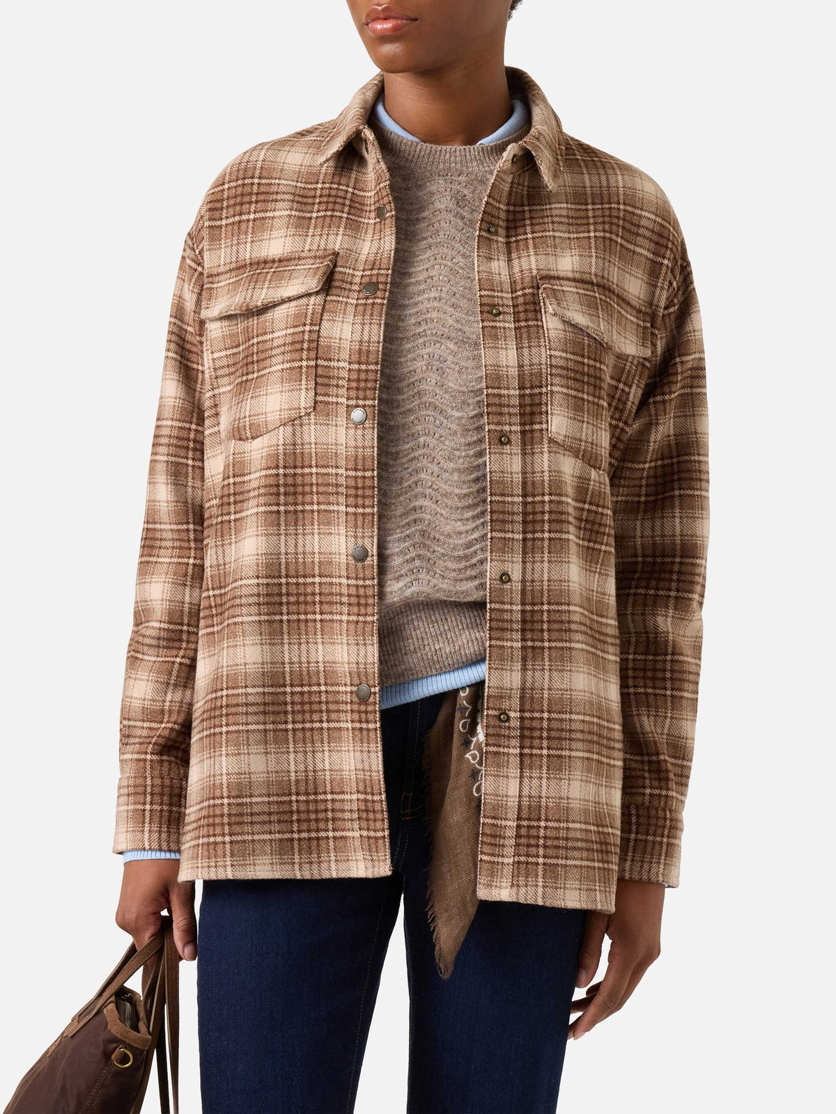 Cambry Flanell-Overshirt mit Tartanmuster und Logostickerei 