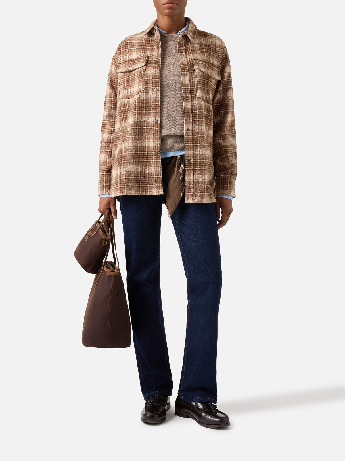 Cambry Flanell-Overshirt mit Tartanmuster und Logostickerei 