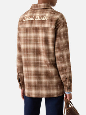Cambry Flanell-Overshirt mit Tartanmuster und Logostickerei 