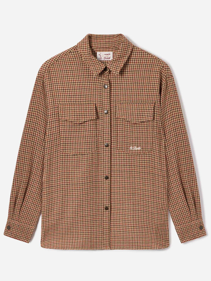 Cambry wool blend flannel overshirt with Mickey Mouse embroidery | Special edition