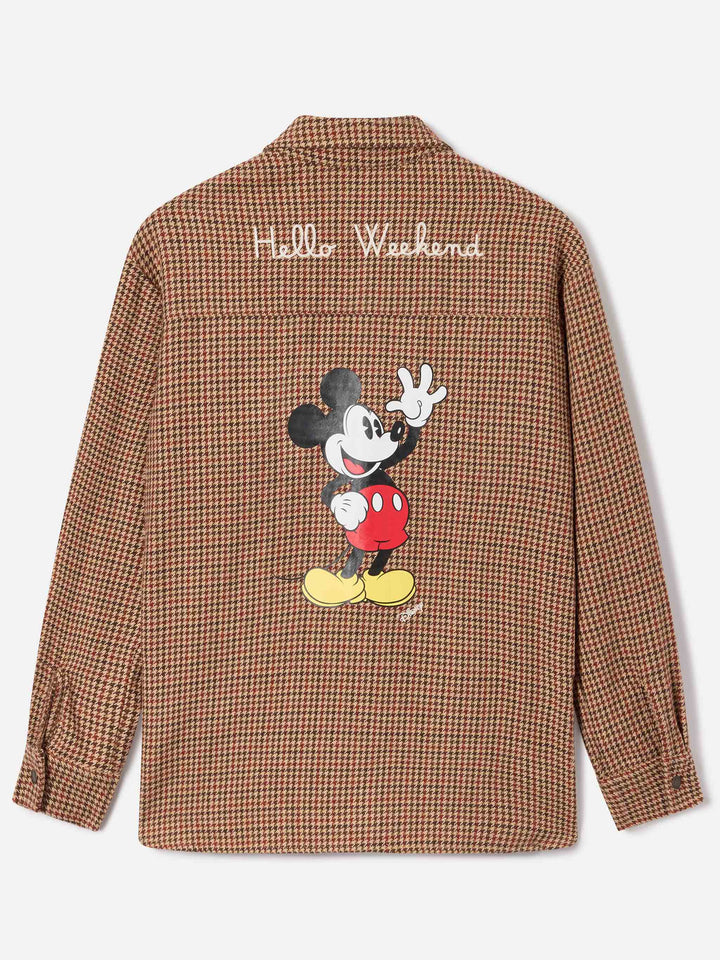 Cambry wool blend flannel overshirt with Mickey Mouse embroidery | Special edition