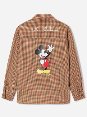 Cambry wool blend flannel overshirt with Mickey Mouse embroidery | Special edition