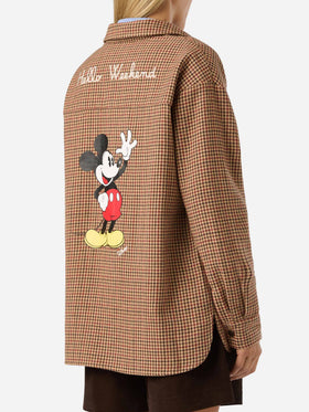 Cambry wool blend flannel overshirt with Mickey Mouse embroidery | Special edition