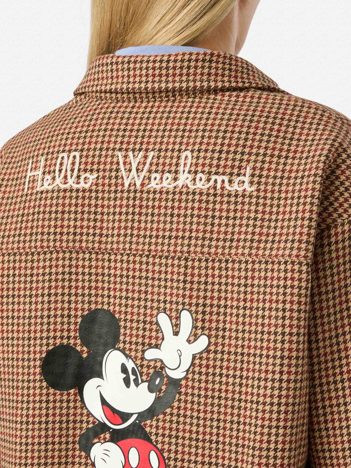 Cambry wool blend flannel overshirt with Mickey Mouse embroidery | Special edition