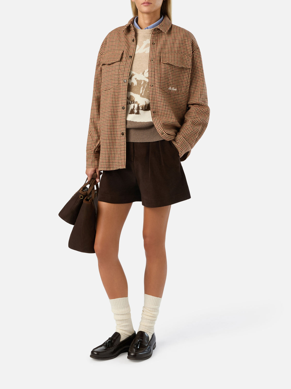 Cambry wool blend flannel overshirt with Mickey Mouse embroidery | Special edition