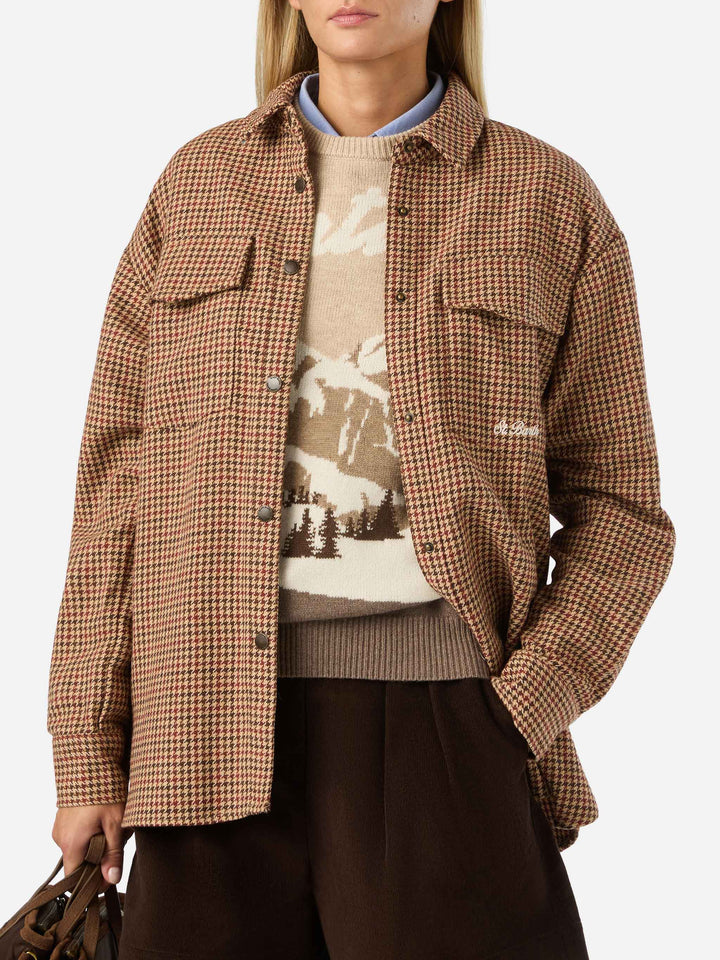 Cambry wool blend flannel overshirt with Mickey Mouse embroidery | Special edition