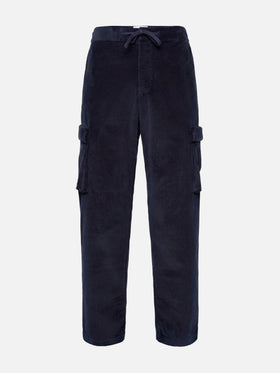 Pantaloni cargo blu navy in velluto a coste Goldeck