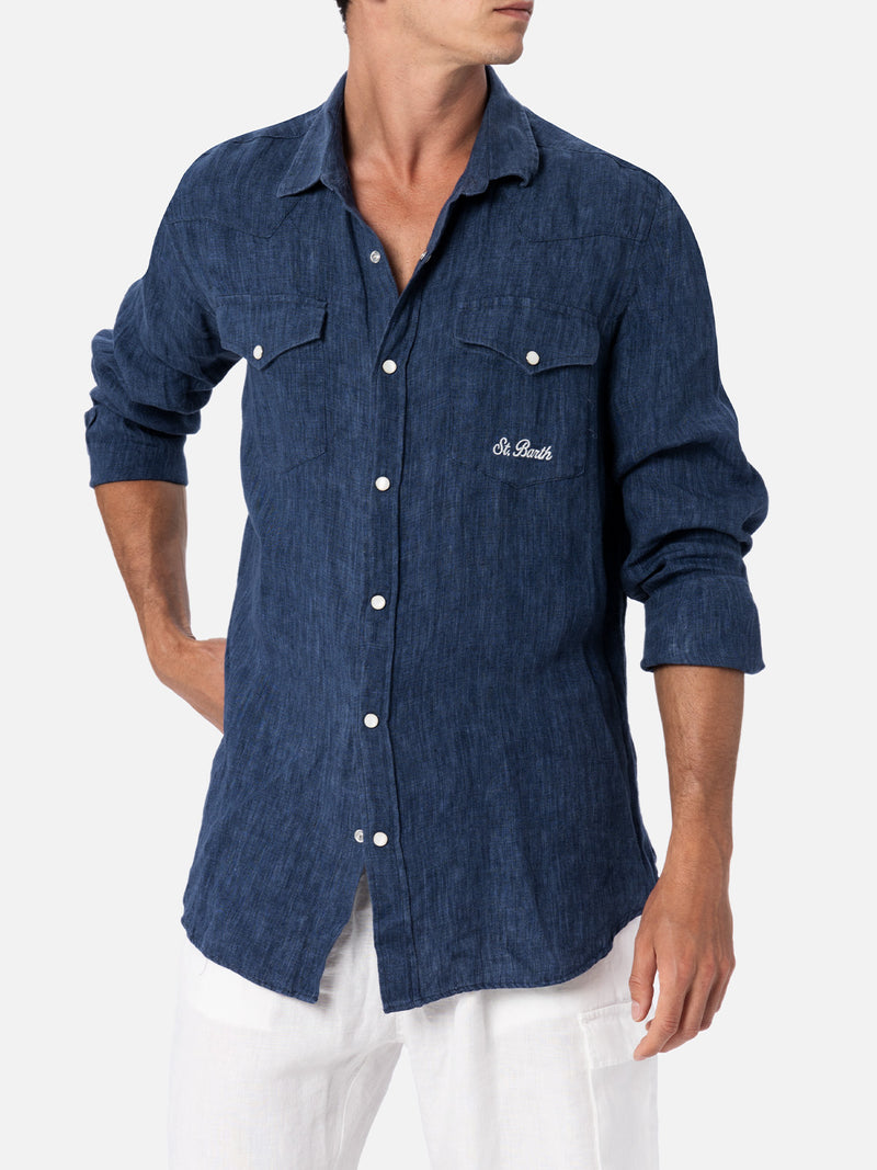 Camicia da uomo in denim di lino delave' Greg