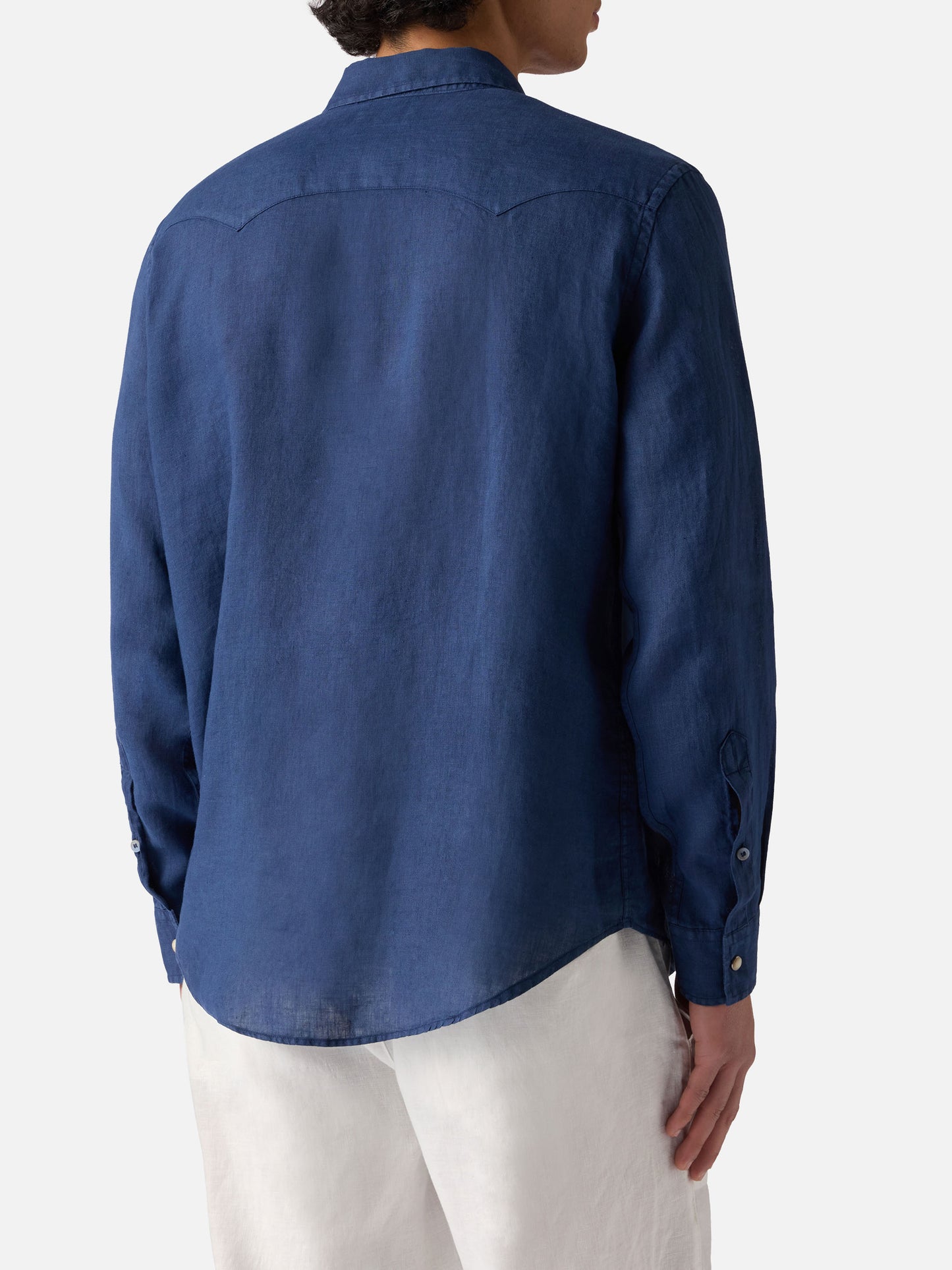 Dunkles Denim-Leinenhemd