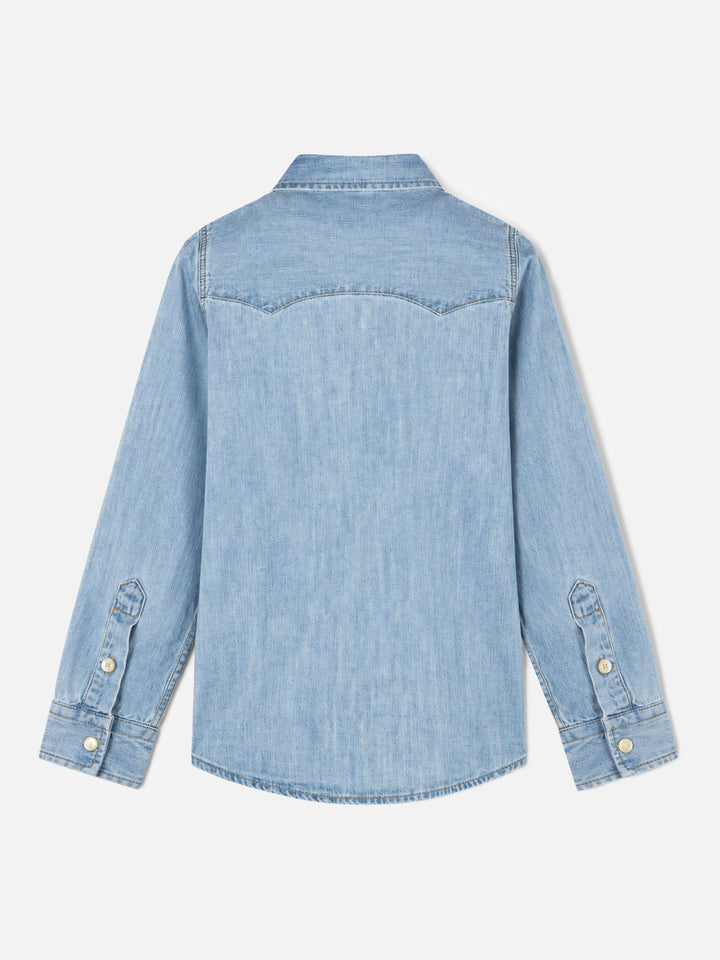 Chemise garçon en denim et lin 