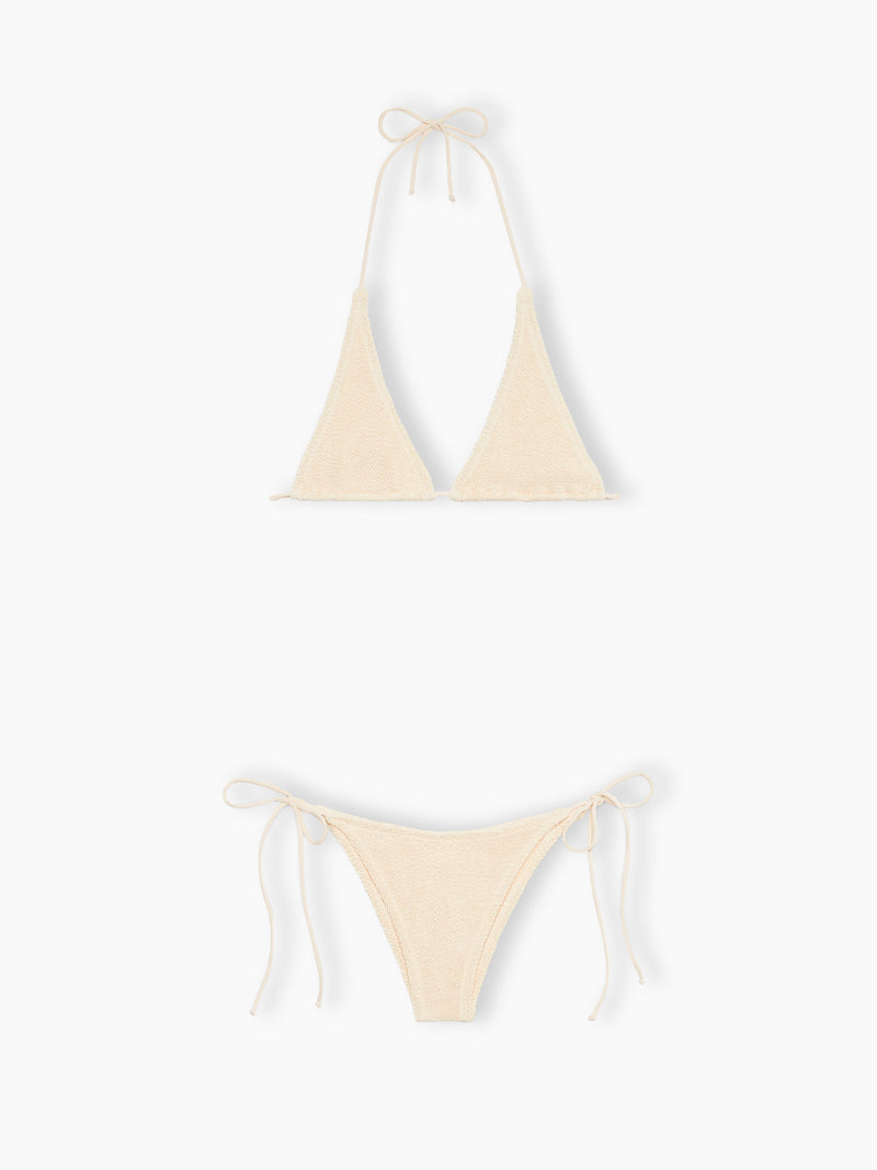 Bikini a triangolo crema crinkle da donna Guiana Marielle