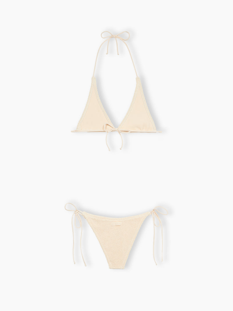 Bikini a triangolo crema crinkle da donna Guiana Marielle