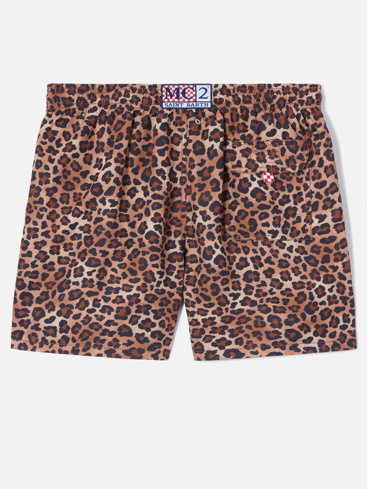 Gustavia swim shorts with leopard print