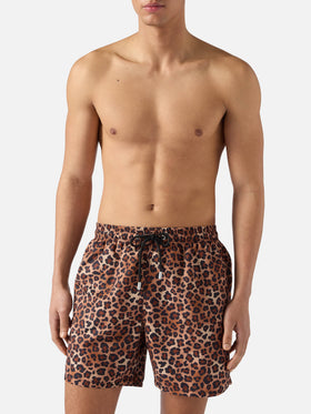 Gustavia swim shorts with leopard print