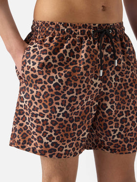 Gustavia swim shorts with leopard print