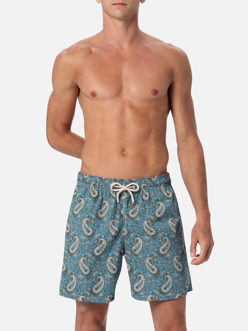 Mittellange Gustavia-Badeshorts für Herren mit Kaschmir-Print