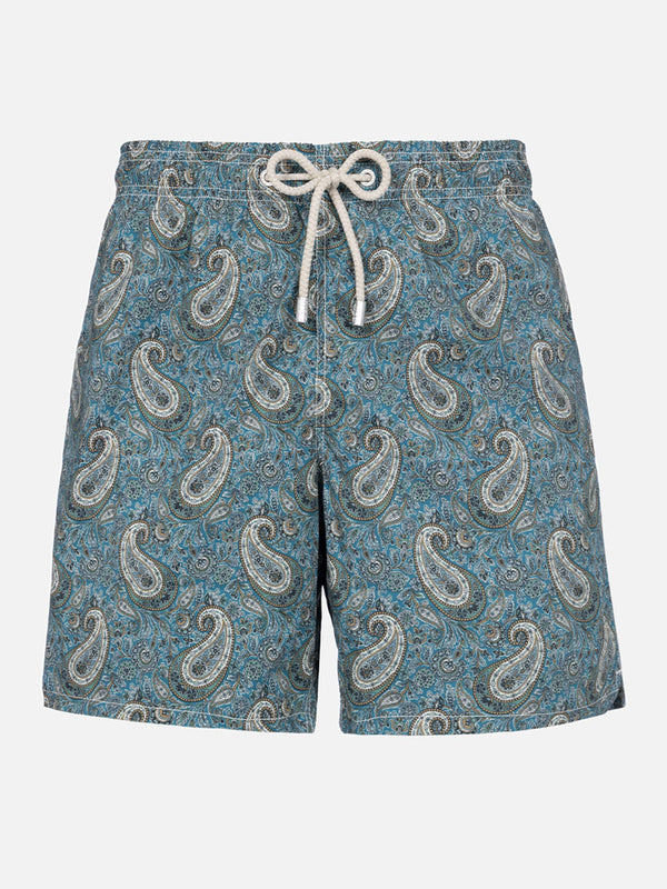 Mittellange Gustavia-Badeshorts für Herren mit Kaschmir-Print