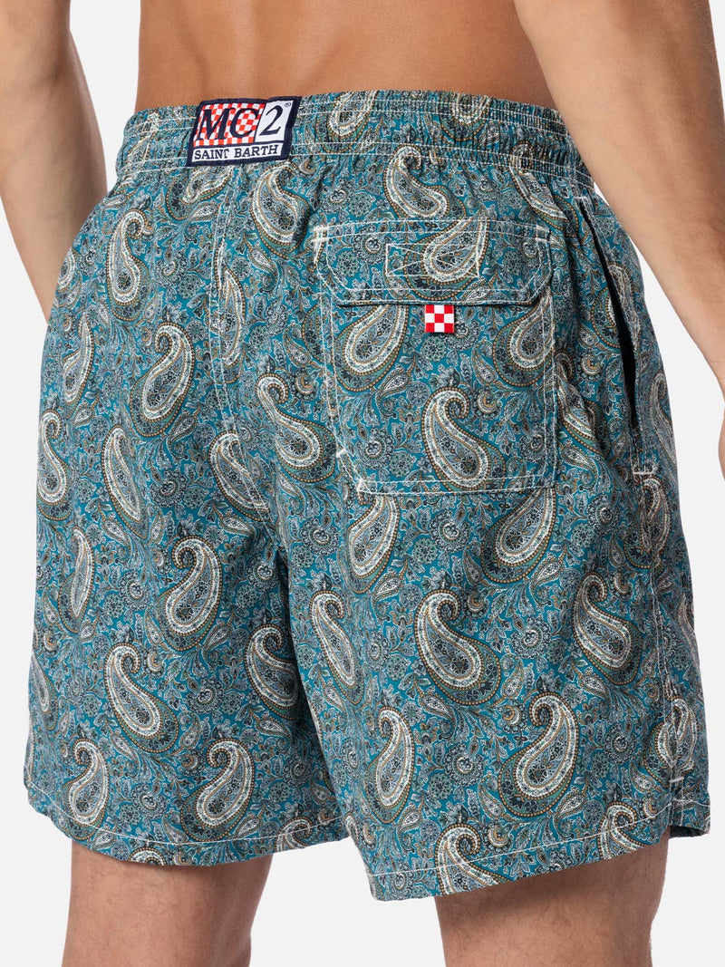 Mittellange Gustavia-Badeshorts für Herren mit Kaschmir-Print