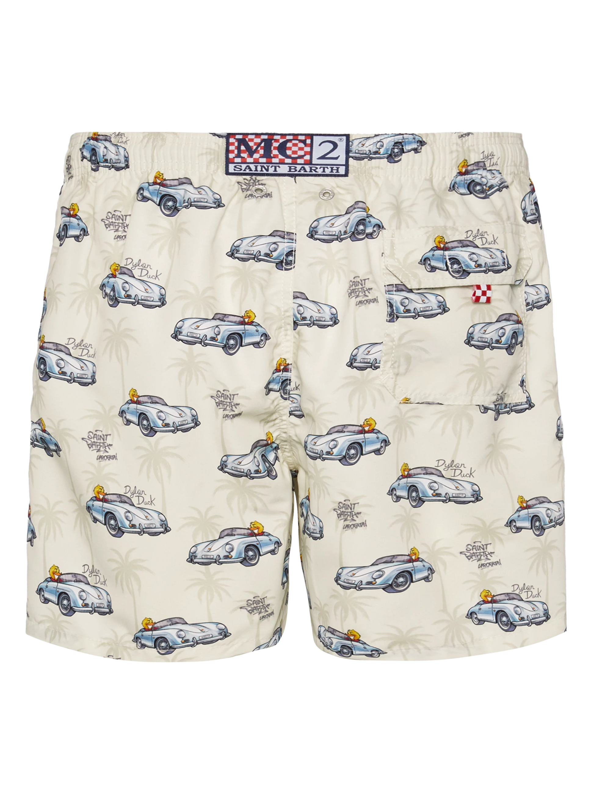 Mid-length Gustavia swim-shorts with ducky and car print |CRYPTOPUPPETS SPECIAL EDITION - MC2 Saint Barth