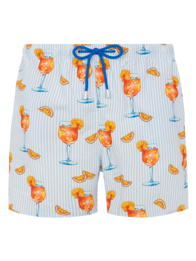 Mittellange Gustavia Badeshorts mit Aperol Spritz und Streifen-Print | APEROL SPECIAL EDITION