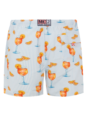 Mittellange Gustavia Badeshorts mit Aperol Spritz und Streifen-Print | APEROL SPECIAL EDITION